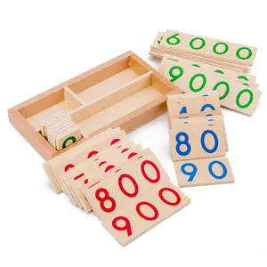 Hatwoo 1-9000 Small Number Cards with Box, Wooden Math Number Counting Manipulative Toys, Early Development Basic Math Game Learning Materials Educational Aids