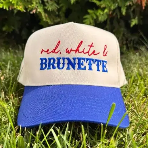 Red White & Brunette Hat - BLUE