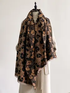 Women's Leopard Pattern Knit Scarf, Casual Fashion Accessory for Fall & Winter, Soft Warm Wrap for Daily Wear