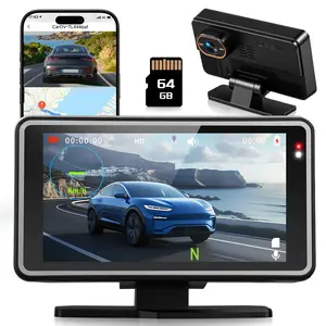 SummerVibes WiFi Dashcam with GPS/Closed Circuit Recording/G-Sensor/64G SD Card, 1080P Dash Cam with IPS 5 Inch Screen, HUD Display Head-Up Display for Speed & Time