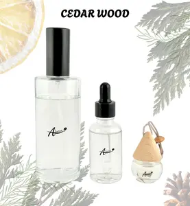 Cedar Wood - Core Bundle Aromatherapy with Home Spray, Water Soluble Essence, & Car Air Freshener for Calm & Clarity