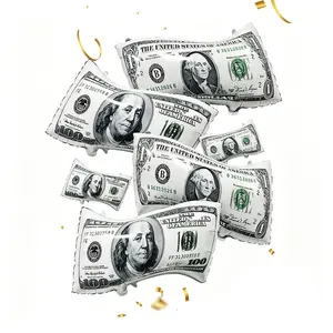 Reusable Dollar Bill Shape Aluminum Foil Balloons, Party Decor for Birthday, Holiday, Promotion, New Year, Reusable Photo Props