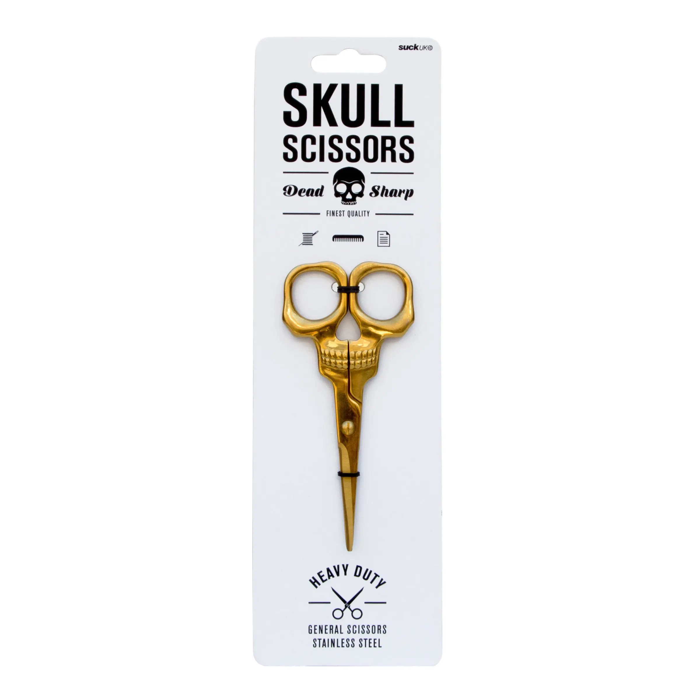 Suck UK Skull Scissors - Gothic Home Decor - Novelty Gift Halloween Stationery - Goth Office Supplies - Unique Gold Scissors - Spooky Kitchen Accessories