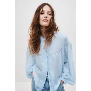 H&M Frill-trimmed balloon-sleeved blouse