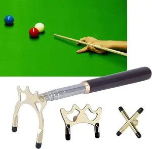 Portable Billiards Cue Stick Bridge with Bridge Heads Length Extends Stainless Steel Telescopic for Pool Table Snooker Practice Indoor Game