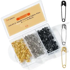 210 count Small Safety Pins Assorted,  and Black and  Safety Pins Bulk for Sewing and Clothes(19mm)