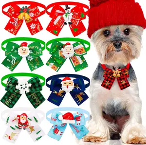 80 Christmas Collars For Dogs  Dog Bow Winter Bows Xmas Tree Tie Adjustable Collar Hair Holiday Pet Accessories
