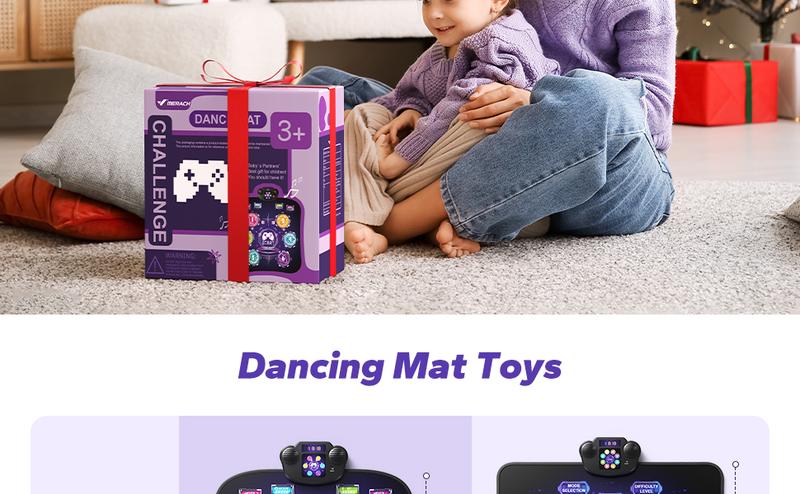 Merach Dance Mat Bluetooth Electronic Dance Pad with Light-up 6-Button 8-Button Built-in Music Dance Game Toy Gift for Kids Girls Boys 3-12 Years Old Portable Play