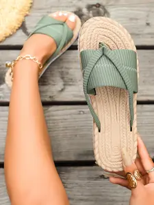 Women's Boho Sandals, Wide Toe Ring Design, Lightweight Comfortable Summer Flip Flops, Outdoor Vacation Shoes, Textile Upper, Eva Sole