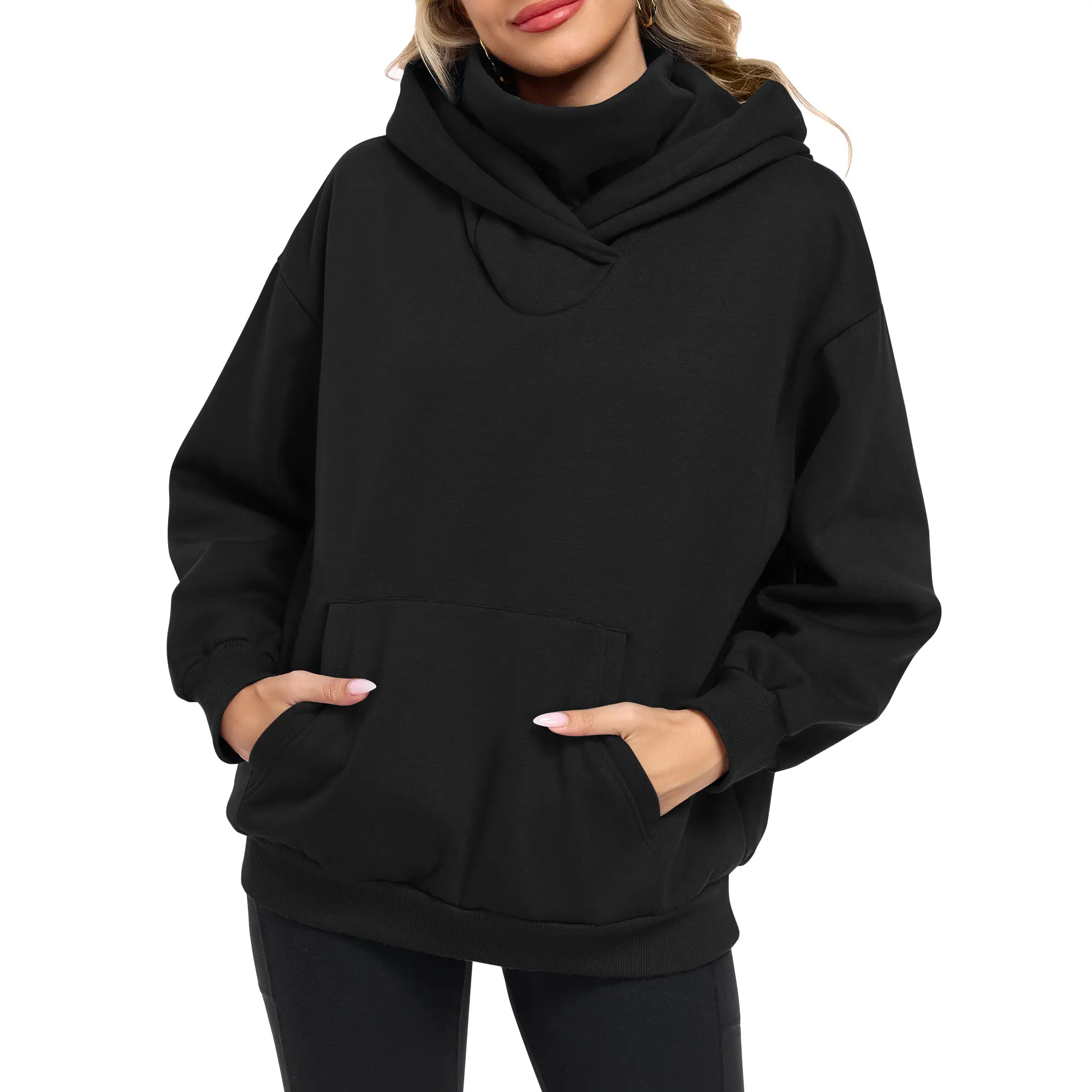 MOLERANI Women's Fleece Mask Hoodies Winter Warm Sweatshirts Casual Knit Long Sleeve Regular Fit Durable Tops With Kangaroo Pocket 2026 Womenswear Winter Outfits Sohochic