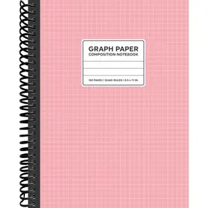 Graph paper Composition Notebook: Grid Paper Notebook | Quad Ruled | 100 Pages | 8.5 x 11" | Pink