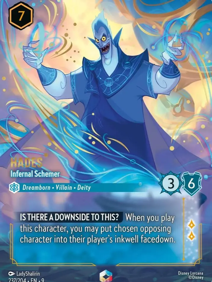 Disney Lorcana Hades Enchanted Graded Non-Sports Trading Card Single, PSA 10 Fabled