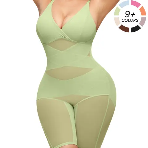 Women's Waist Trainer Essential Shapewear, Faja Shapewear, High Elastic Breathable Mesh V-Neck Full Body Contouring Bodysuit, Casual All Seasons Wear Underwear