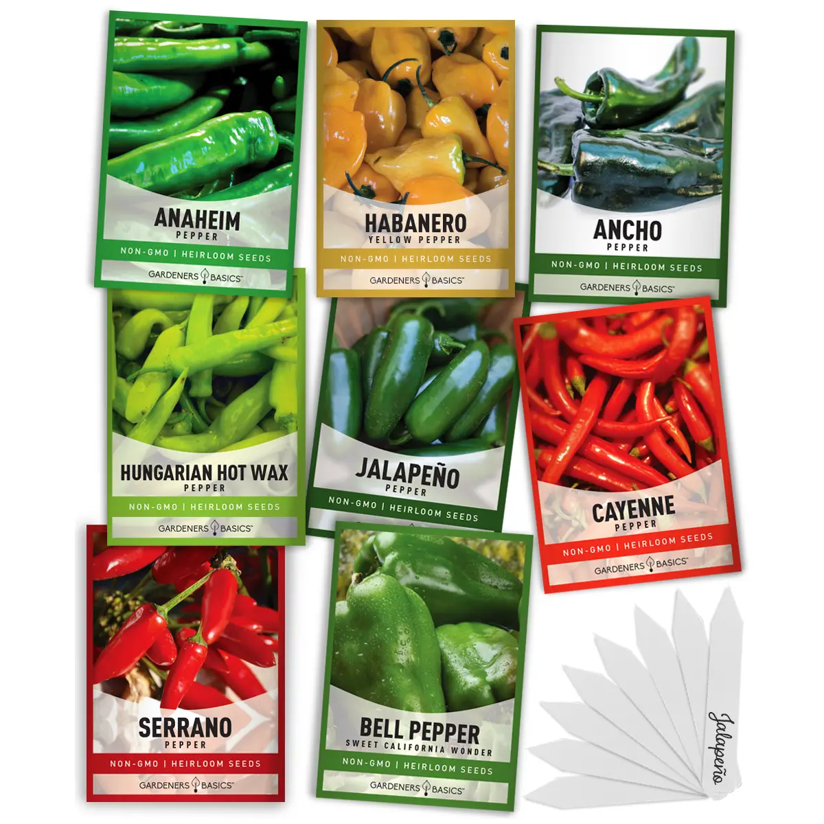 Pepper Seed Assortment 8 Variety Pack Hot Heirloom Peppers Seeds For Planting Garden Indoors and Outdoors, Jalapeno, Bell, Cayenne, Habanero great gar