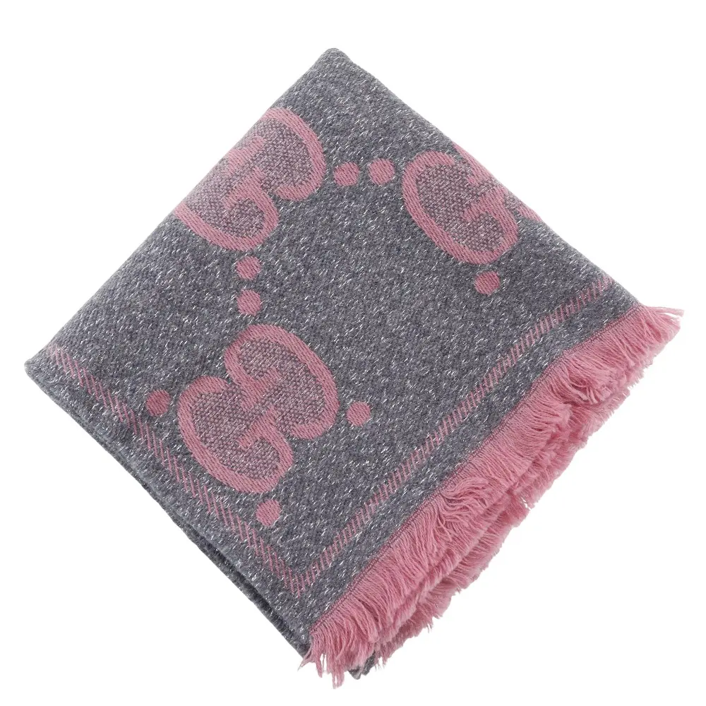 Pre-owned GUCCI Others Small Leather Goods GG Jacquard Wool Nylon Scarf