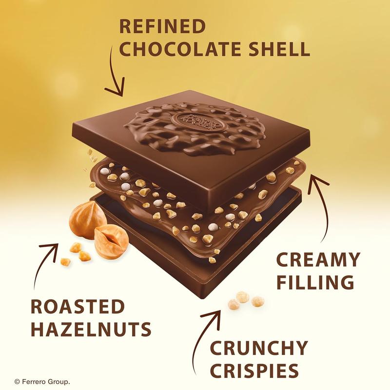 Ferrero Rocher Premium Assorted chocolate squares, Individually Wrapped Chocolates, Great for Sharing or Gifting, 3.7 oz