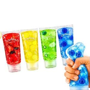 Dopamine multi-color toothpaste tube squeeze toy; includes realistic fruit pulp; transparent, soft design; suitable for adults to relieve stress and as a children’s birthday party favor/Easter basket filler.