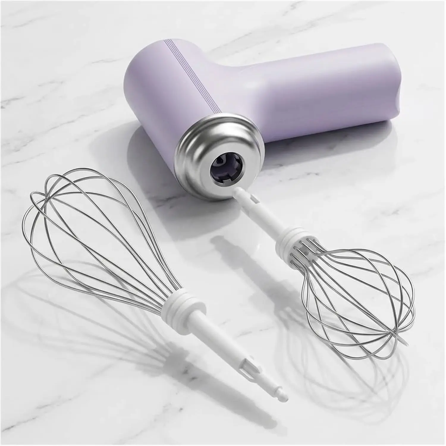3-Speed Wireless Rechargeable Hand Mixer, detachable whisk, light and effort-saving. Strong motor whips eggs, cake and coffee. Convenient portable baking tool perfect for summer homemade desserts and baking starters.