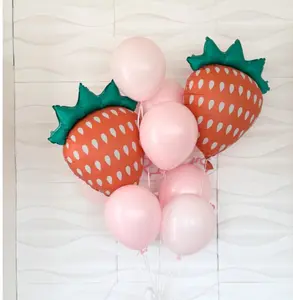10 Pack of Balloons - Strawberry Themed Birthday Balloons - Berry 1st Birthday - Strawberry Birthday - Strawberry Party Decor - Strawberry