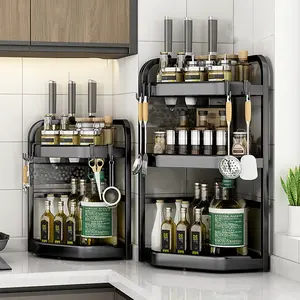 Kitchen corner shelf, spice bottle, knife, chopsticks, no-drill storage shelf, countertop, corner triangle shelf, adjustment
