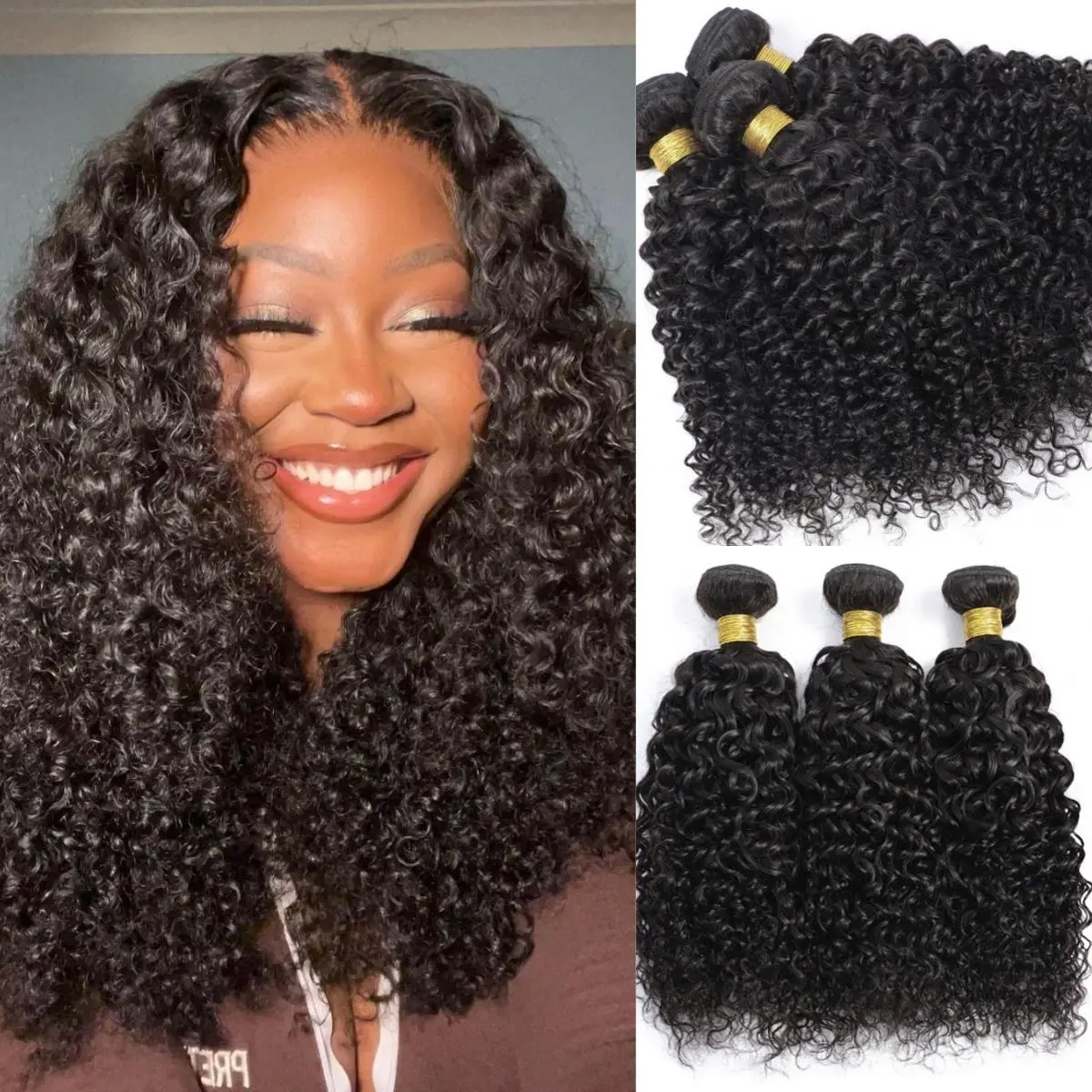 Asteria Hair Brazilian Virgin Human Hair Extension Salon Quality Curly & Deep Wave Sew In Hair Bundles Natural Black Valentine Musts
