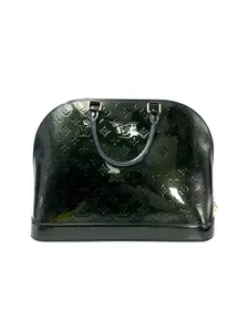 Pre-owned Louis Vuitton leather Tote Bags Alma GM Green Monogram Vernis Handle Bag LV2705