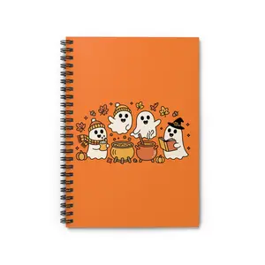Witchy Ghosts Halloween Spiral Notebook Cute Notebook for Kids School Supplies Fall Journal Spooky Decor 6x8 118 Pages Lined Paper Metal Binding Document Pocket