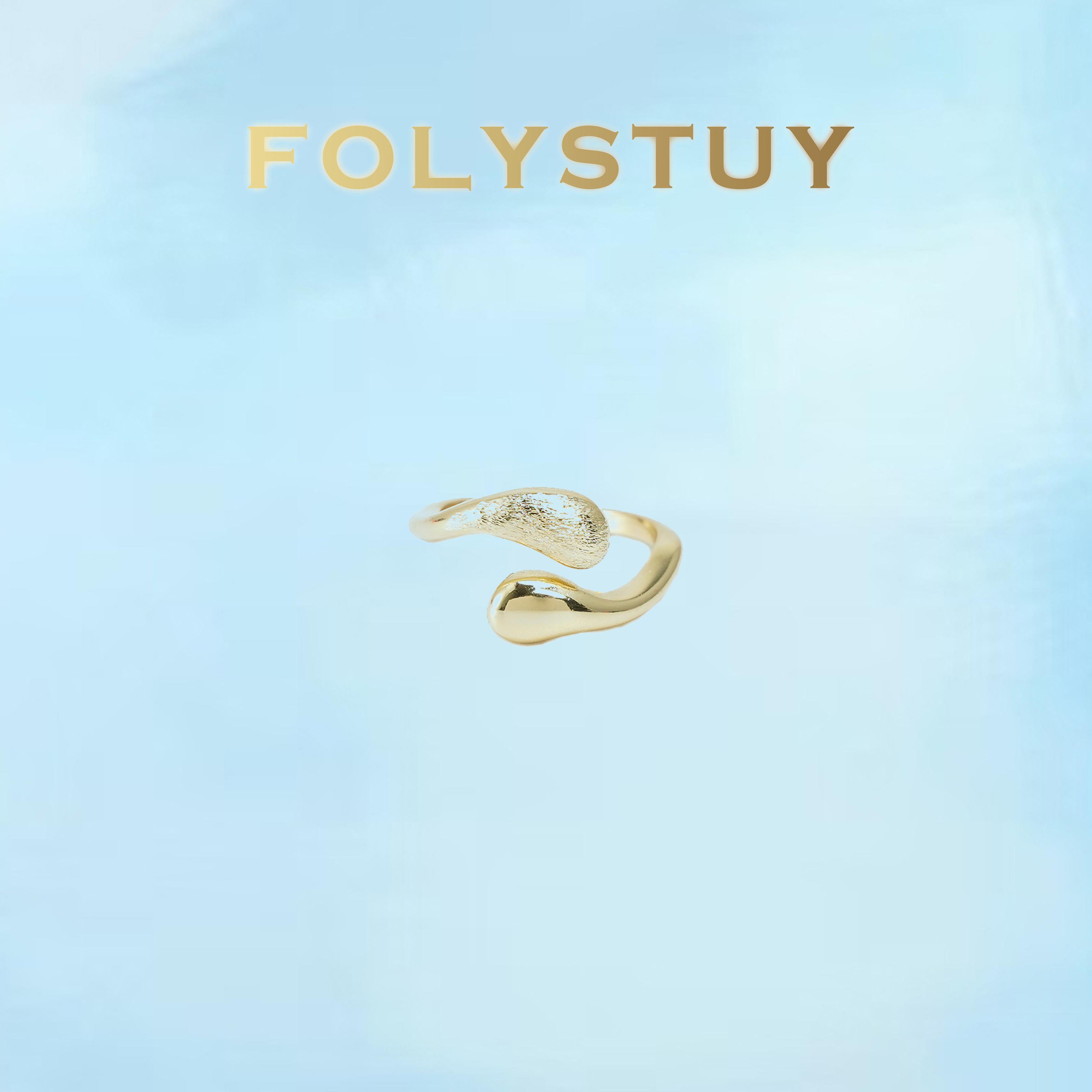 [FOLYSTUY (Z126)]Textured & Smooth Dual Finish Open Cuff Ring, Modern Chic Adjustable Band, Fashion Daily Wear Jewelry