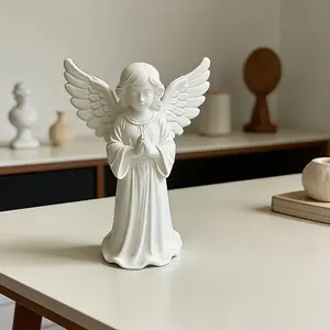 Guardian Angel Prayer Sculpture, 12cm Tall, Gold/ Options, Home Decor for Living Room, Entryway, Study, Healing & Peaceful Atmosphere