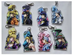 Jojo Keychain Acrylic charms - Cute Cartoon Anime Keychain - Cute Acrylic Cartoon Keychain, Funny Meme Character Charm for Keys, Bags, Backpack, Durable Gift for Fans & Collectors