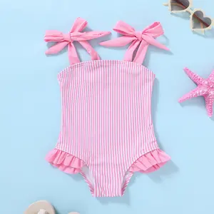 Girls’ Colorblock Striped One-Piece Swimsuit for Toddlers