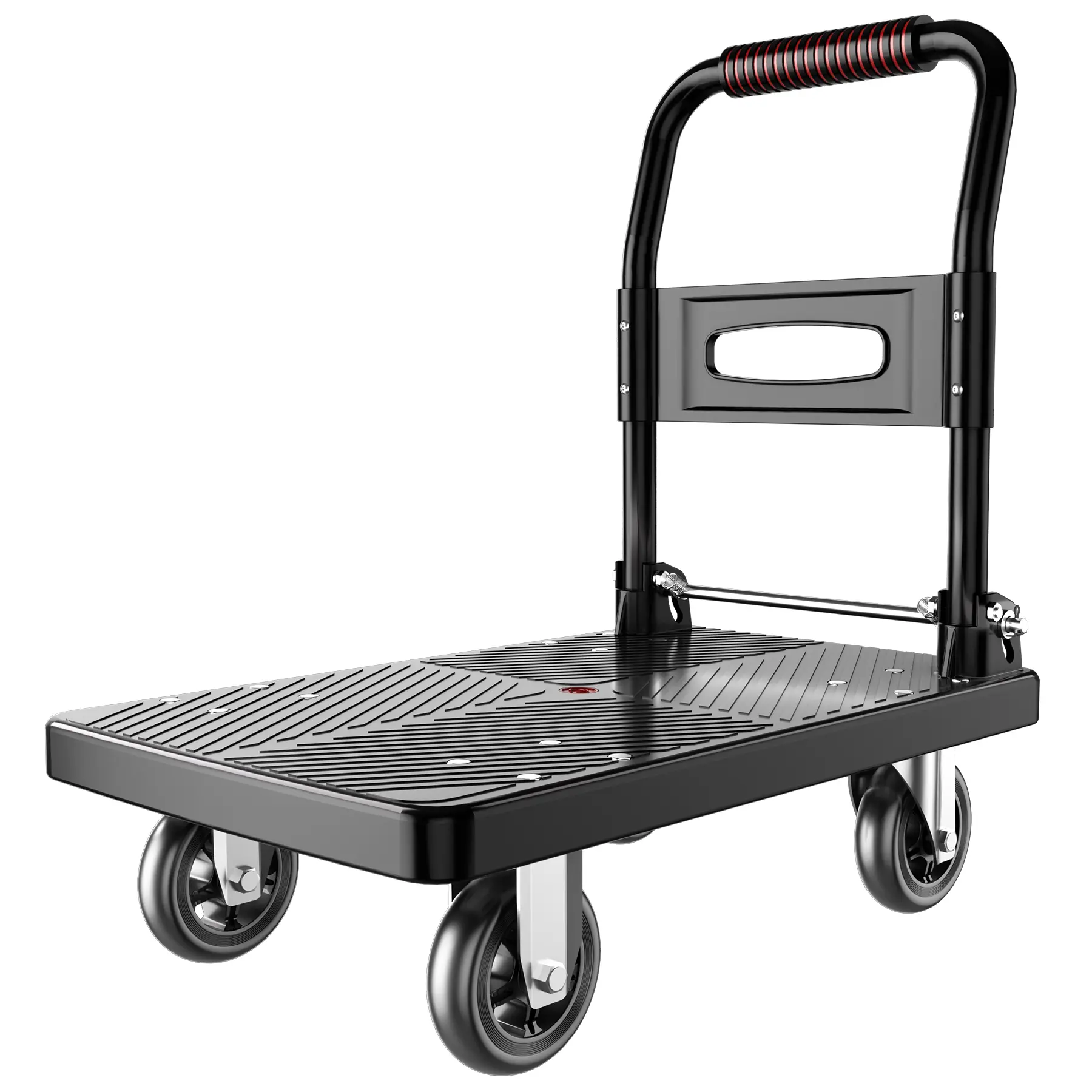 Upgraded Foldable Push Cart Dolly | 660 lbs. Capacity Moving Platform Hand Truck | Heavy Duty Space Saving Collapsible | 4‘’ TPR 360-Degree Silent Wheels | 2 Swivel Wheels and 2 Fixed Wheels