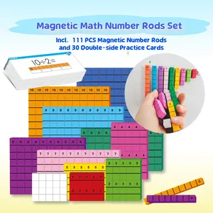 Magnetic Math Number Rods + Practice Cards Set, Educational Kit, Counting and Learning Tool, Ideal for Classroom and Home Schooling