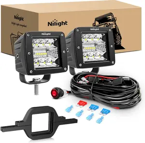 Nilight 2Pcs 3 Inch Led Pods Cubes 2 Inch Tow Hitch Mounting Brackets LED Backup Reverse Lights Rear Search Light Bar Wiring Harness Kit -2 Leads for SUV Truck Trailer dealsforyoudays, Work Light, Led Lights Car