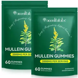 2x Acentiallabs Mullein Gummies 2000mg Per Serving 60 Count Daily Respiratory Health Gummies with Mullein Leaf Herb Extract for Lung Health & Sinus Relief Pear Flavor 30-Day Supply