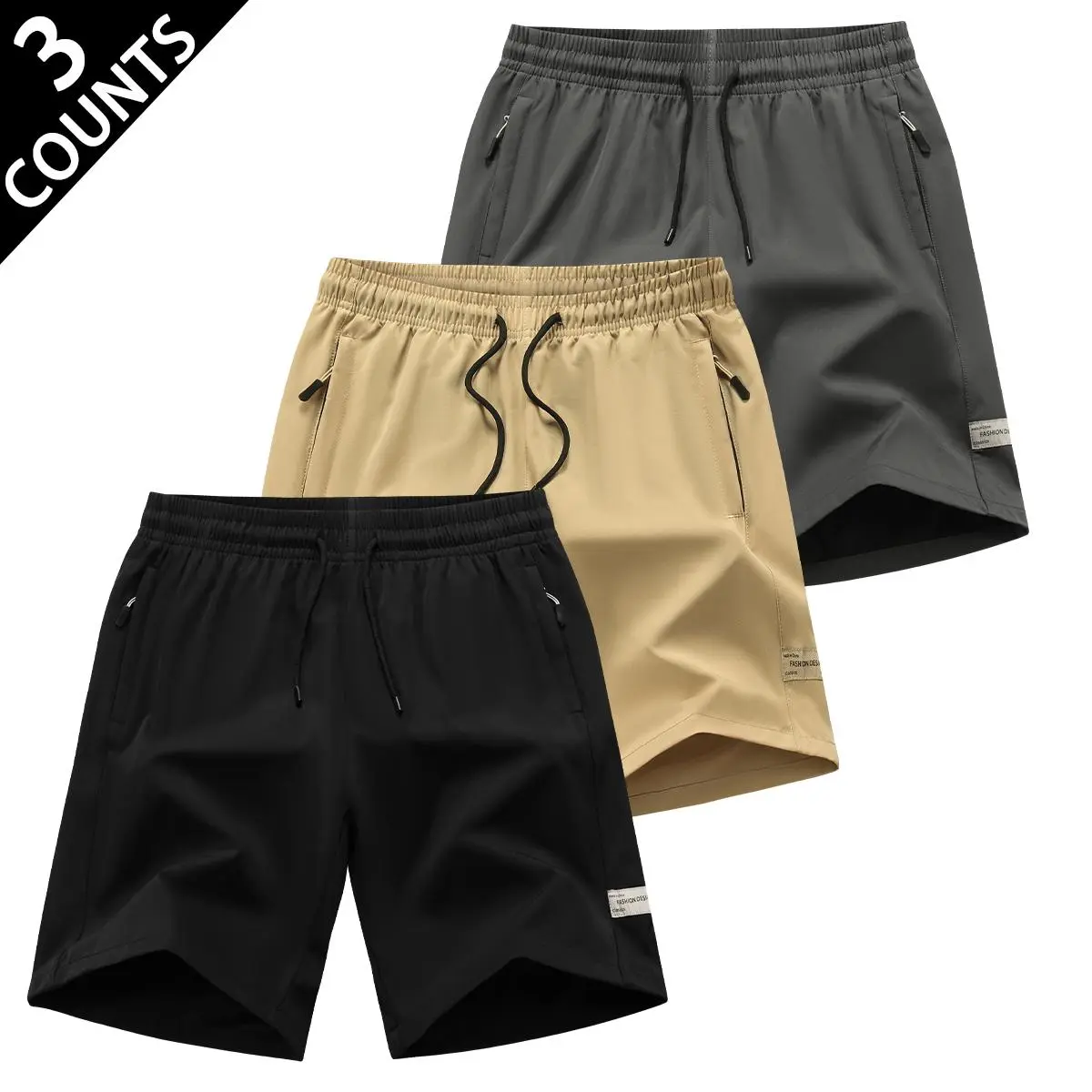 Men's 4 Pack Quick Dry Casual Shorts, Elastic Waist Drawstring Summer Board Shorts with Zipper Pockets, Lightweight Breathable Beachwear, Loose Fit Shorts for Daily Casual, Workout, Hiking, Lounging & Outdoor Activities