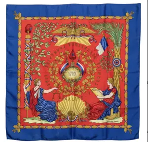 Pre-owned HERMÈS 1 Small Leather Goods LIBERTE EGALITE FRATERNITE REPUBLIQUE FRANCAISE 1789 Carré90 scarf GZ