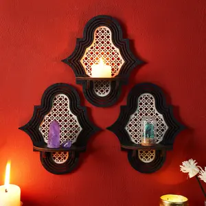 Creative Simple Wooden Wall Mounted Display Rack, DIY Assembly Floating Shelves, Home Decor for Living Room Bedroom Aromatherapy Candles Party, Wall Mounted Organizer, Wall Mounted Shelf