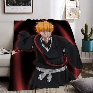 anime B-BLEACH Throw Flannel All Weather Blanket Kneeling Blankets Fluffy Warm Winter Blanket Blankets on Offer Home Knee Throw Wearing Microfiber