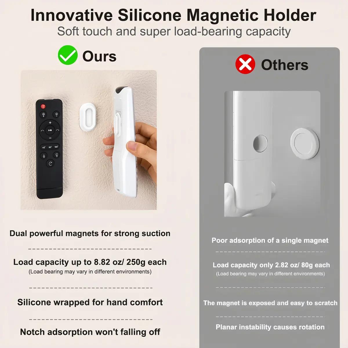 5 Pack Magnetic Remote Control Holder – Upgraded Silicone Magnetic Wall Mount for TV, Fan & Air Conditioner Remotes – Self-Adhesive, No-Drill Remote Control Holder Wall Mount 5 Pack Magnetic Remote Control Holder – Upgraded Silicone Magnetic Wall Mount for TV, Fan & Air Conditioner Remotes – Self-Adhesive, No-Drill Remote Control Holder Wall Mount
