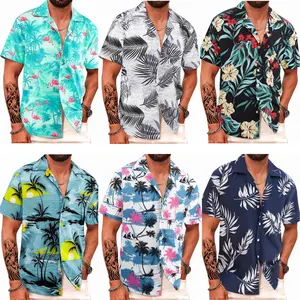 Men’s Tropical Hawaiian Shirt Short Sleeve Button Down Beach Vacation Shirt, Casual Aloha Shirt for Summer Cruise, Luau, Pool Party and Resort Wear, Lightweight Floral Flamingo Palm Tree Sunset Print Shirt for Men,XS-5XL