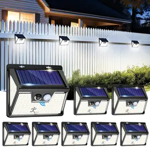 Waterproof Solar Fence Lights with Motion Sensor, Dusk to Dawn Deck Lights Outdoor, (3 Modes 178LED), Bright Wireless Wall Lamps for Outside Patio Yard Garden Driveway Pathway Front Door, Cold White - Energy Efficient, garage garden lights wall lights