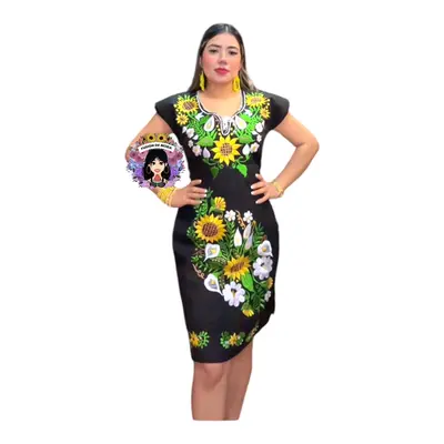 open lace back dress Turquoise S-m Mexican Fiesta Dress, Coco theme Dress, includes belt   Artesanias Camila