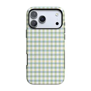Casely iPhone 17 Pro Max Case | Pastel Picnic | Blue & Green Gingham | Bold Protective Design | Compatible with MagSafe