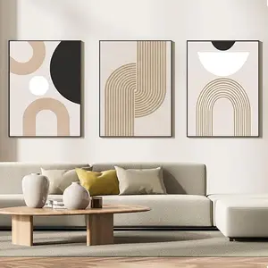 Modern Geometric Pattern Canvas Painting without Frame, 3 Counts/set Abstract Wall Art, Wall Decor for Home Living Room Bedroom, Ornaments, Frameless