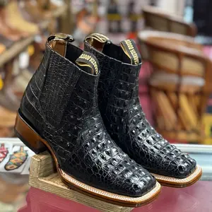 Crocodile Print Boots Square Toe