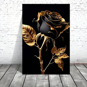 Contemporary abstract black rose canvas painting without frame, modern wall decoration poster, bedroom, office, dining room, bar wall decoration, waterproof, printed, artwork, perfect gift and decoration Ornaments Artistic Photo