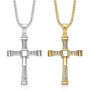 Fast & Furious 8 Toledo with the same personality rotating Zircon cross pendant necklace