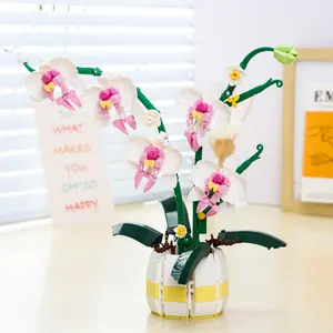 Orchid Building Block Set, Realistic Butterfly Orchid Model Kit, Creative DIY Bouquet, Home Decor Gift for Mom Wife Floral Enthusiasts