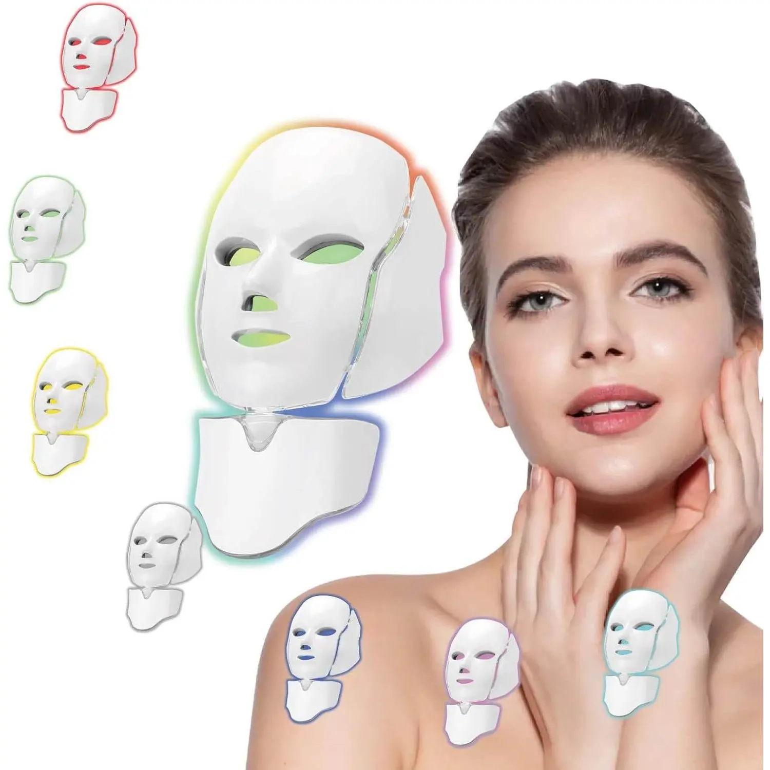 7-Color LED Facial Mask for Light Therapy, Home-Use Skincare for Daily Skin Repair, Suitable for All Skin Types for Adults, Seven Colors